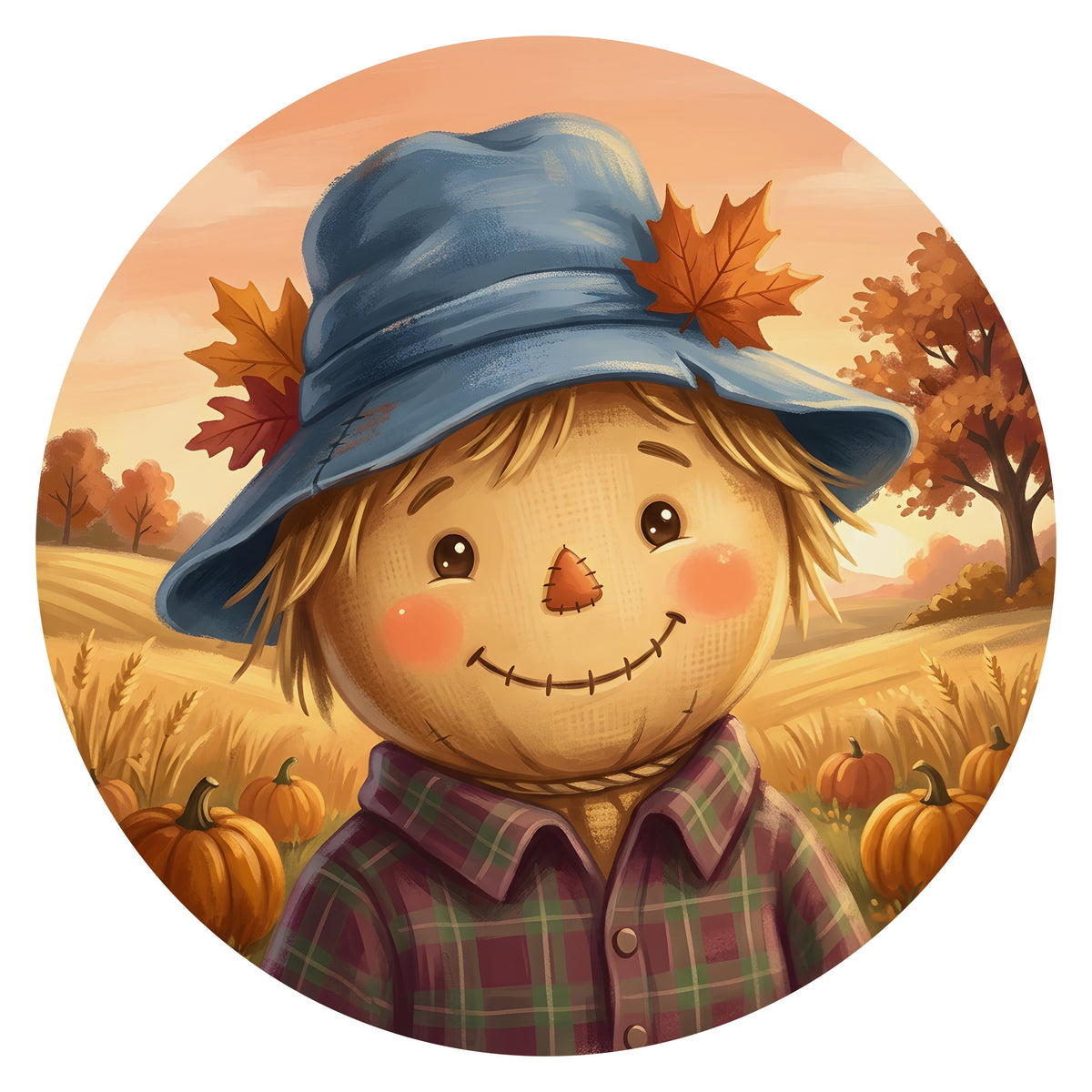 10.5" Round Waterproof Accent: Smiling Scarecrow Face  Item Number: CD1410NH-105