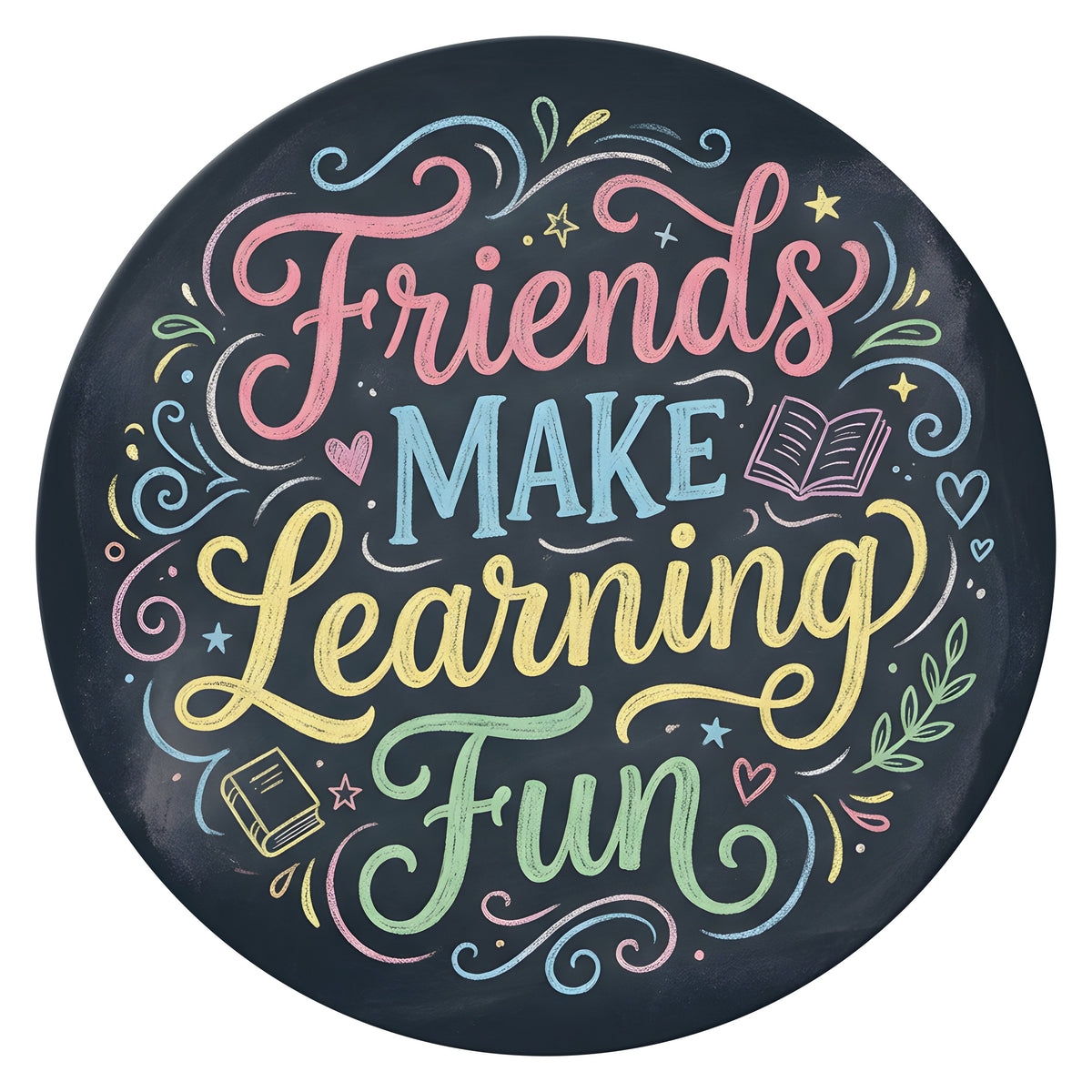10.5" Round Waterproof Sign: Friends Make Learning Fun School Item Number: CD1455NH-105