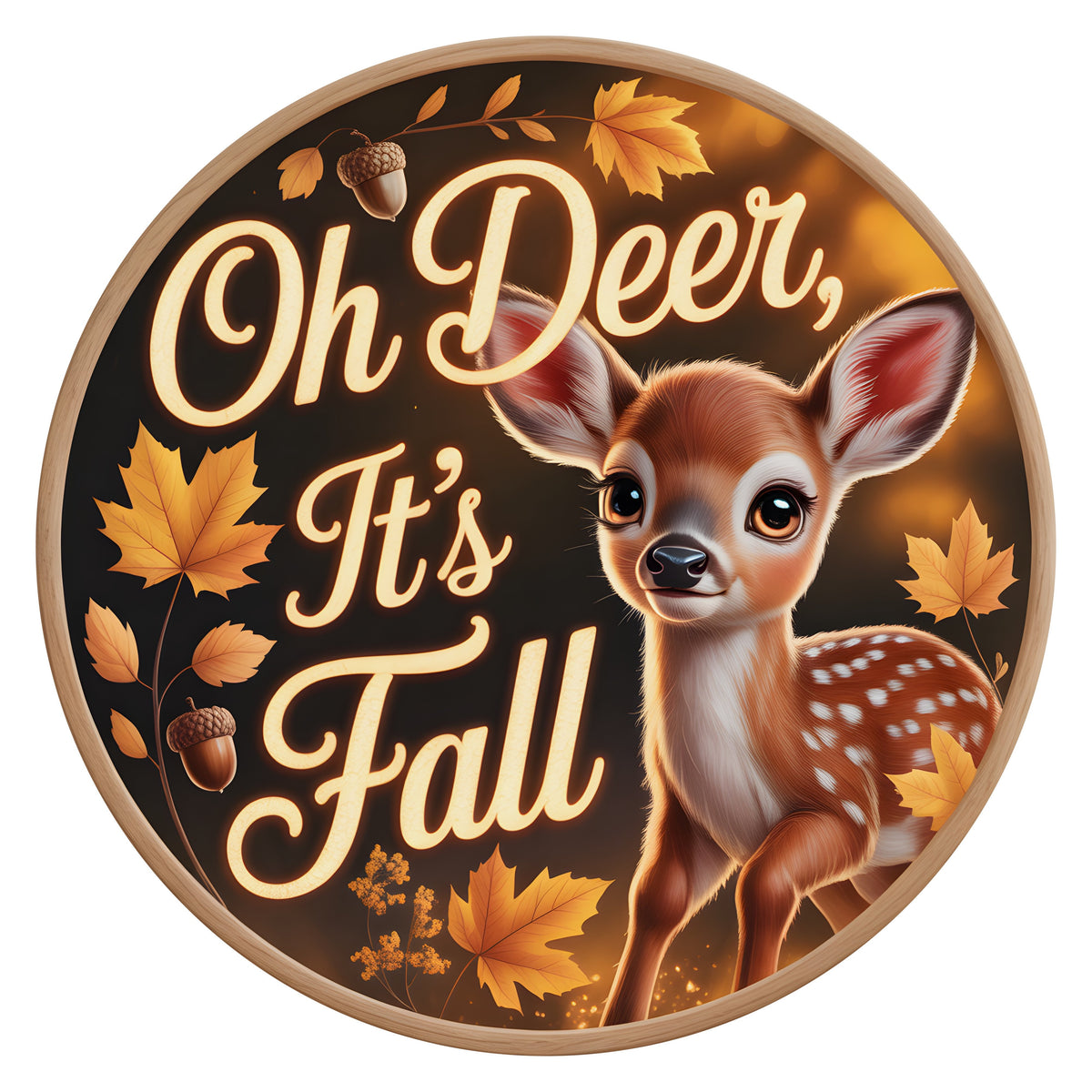 10.5" Round Waterproof Sign: Oh Deer It's Fall Cute Fawn Item Number: CD1464NH-105