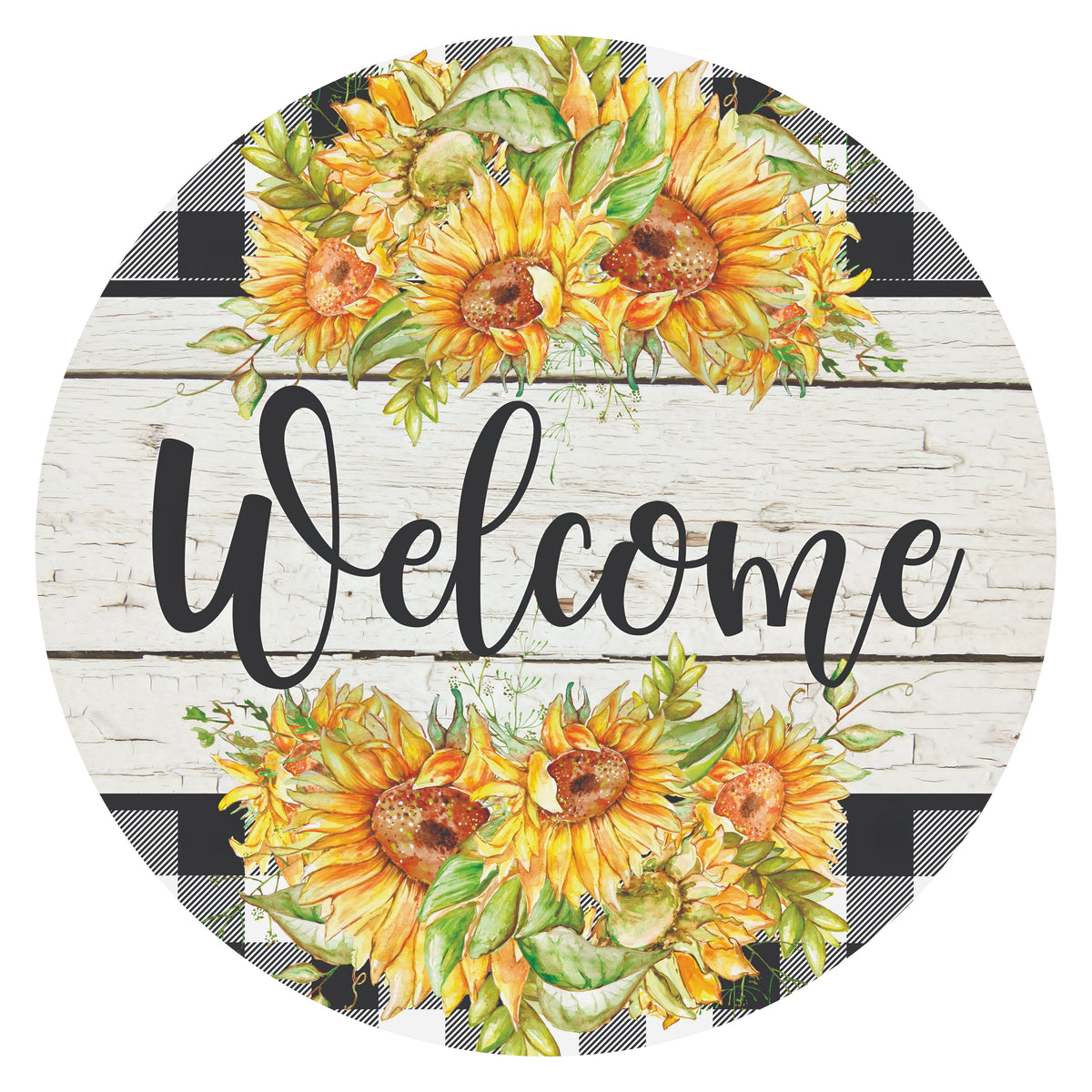 10.5" Round Waterproof Sign: Welcome Sunflowers Item Number: CD0918NH-105