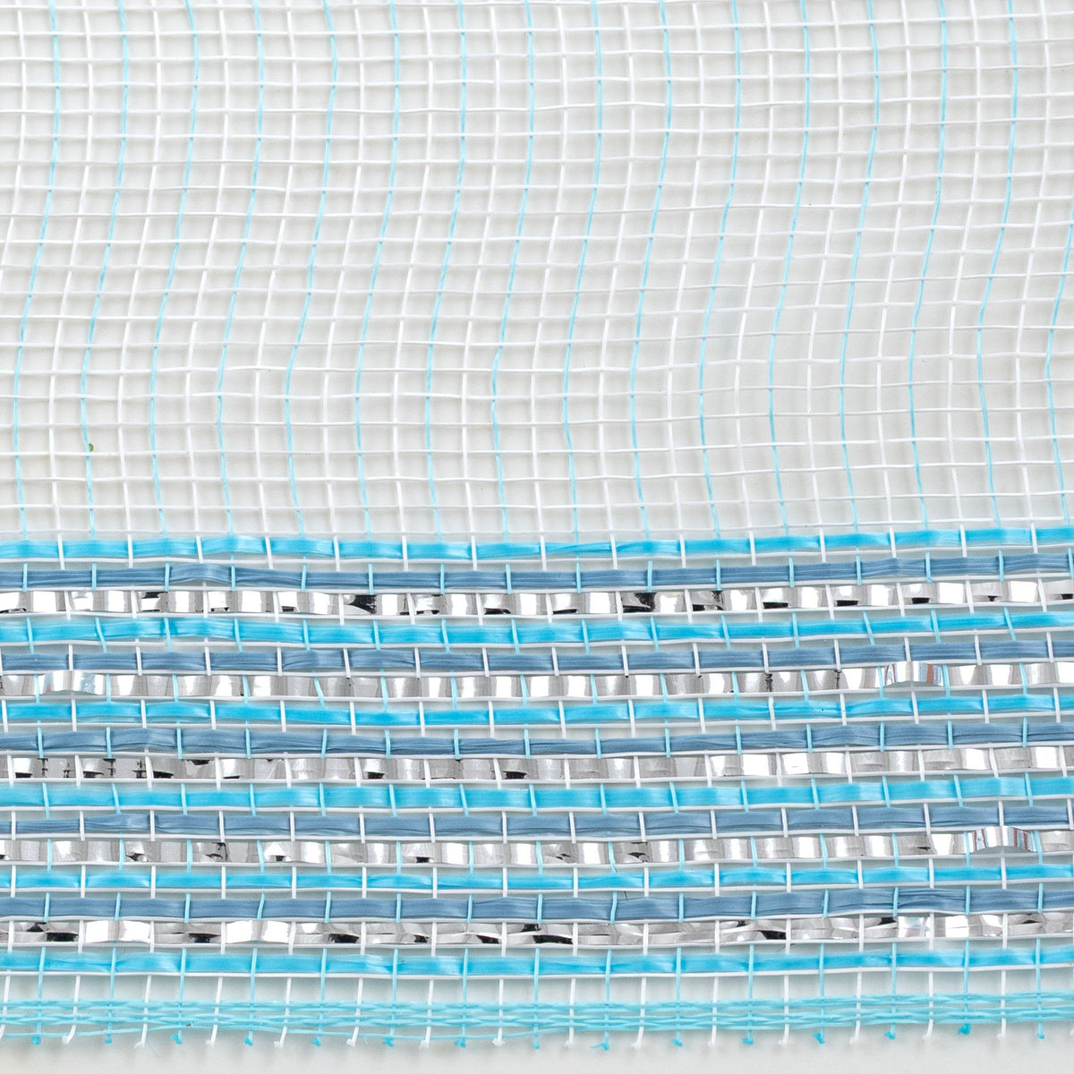 10" Border Stripe Metallic Mesh: Turquoise, White, Smoke Blue & Silver detail photo 3