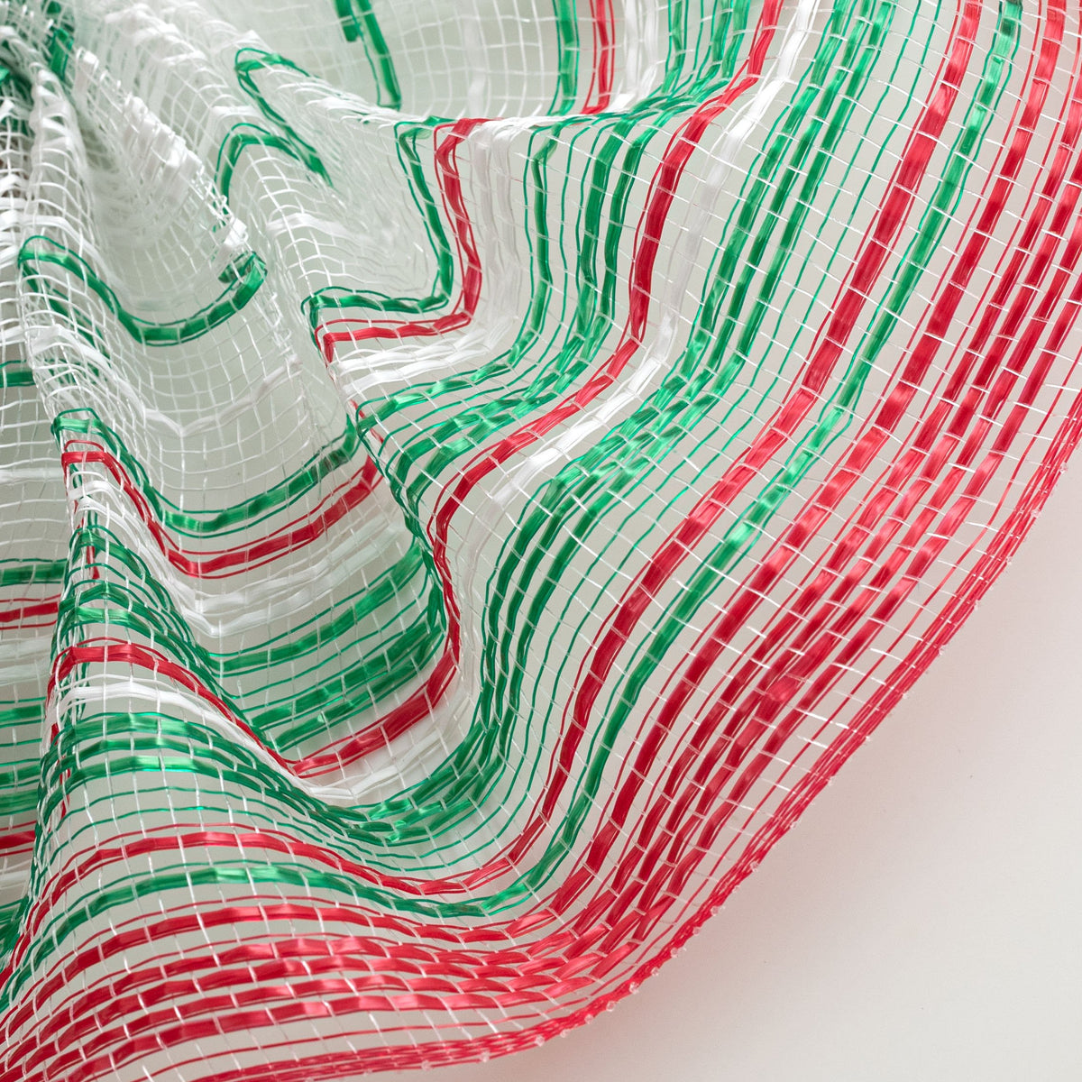10" Vertical Wide Strip OmbrÃ© Mesh: Red, Emerald Green & White Lifestyle Photo