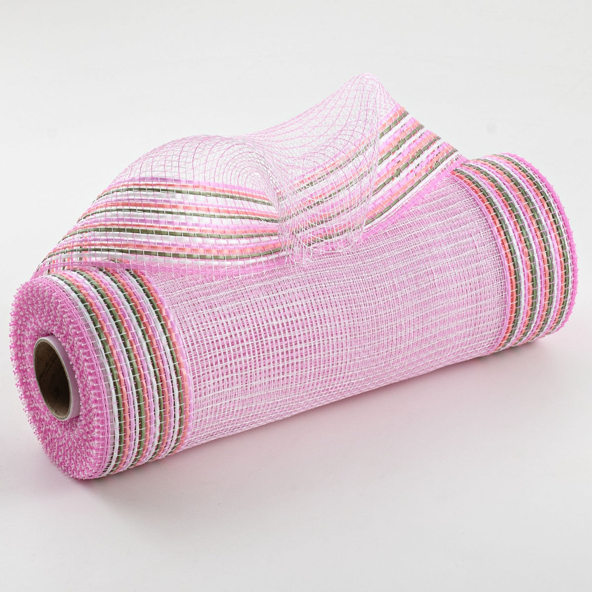 10" Wide Strip Border Stripe Mesh: Pink, White & Sage Green Item Number: RE85063J