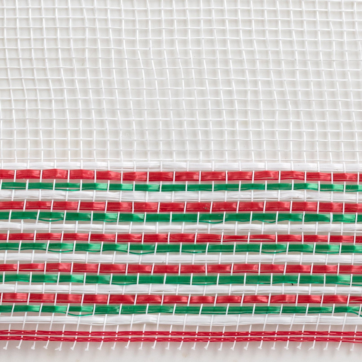 10" Wide Strip Border Stripe Mesh: White, Red & Emerald Green detail photo 3