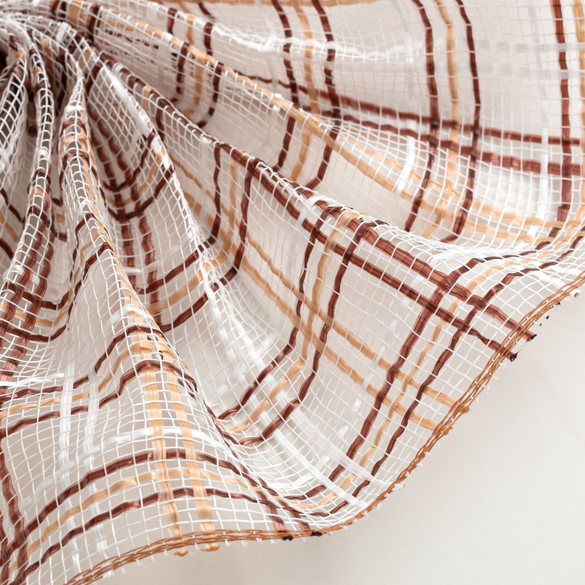 10" Wide Strip Plaid Mesh: Gingerbread Tan & Brown Lifestyle Photo