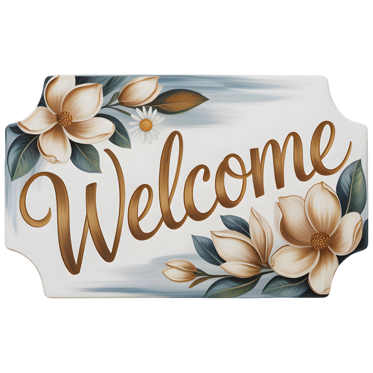 11.75" Bracket Waterproof Sign: Magnolia Floral Welcome Item Number: CD1369NH-118