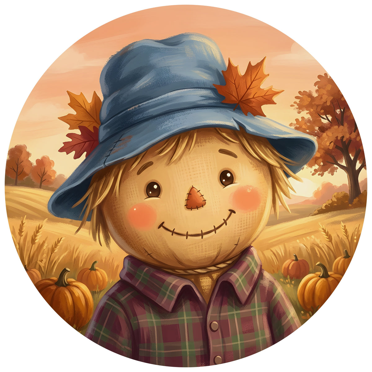 11.75" Round Waterproof Accent: Smiling Scarecrow Face Item Number: CD1410NH-118