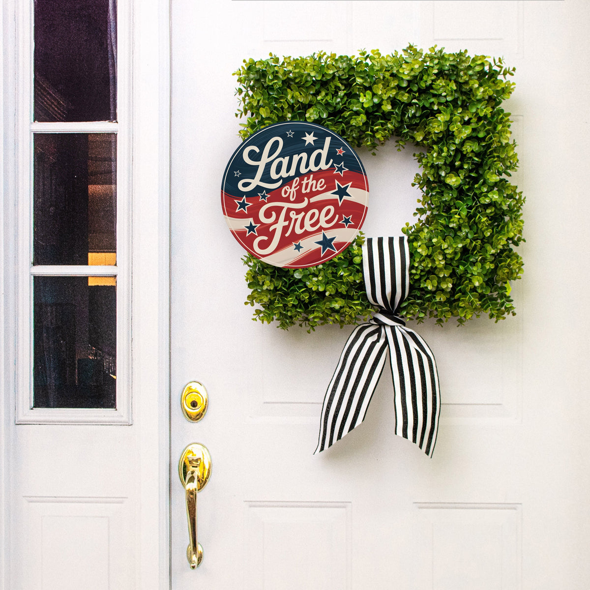 11.75" Round Waterproof Sign: Land of the Free Vintage Lifestyle Photo