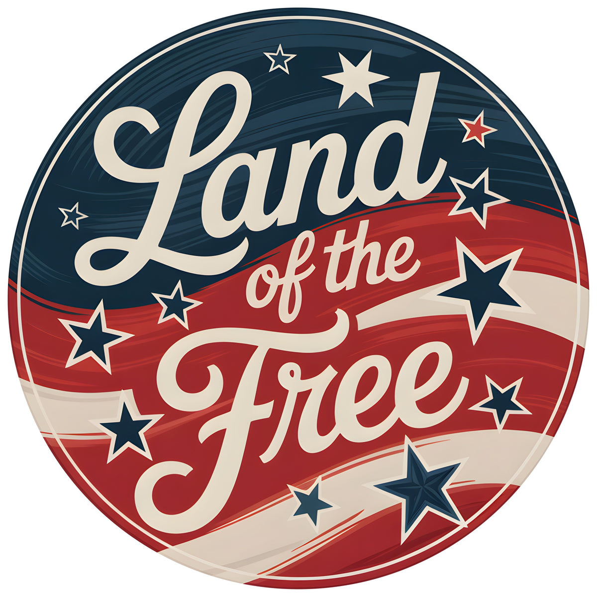 11.75" Round Waterproof Sign: Land of the Free Vintage Item Number: CD1241NH-118