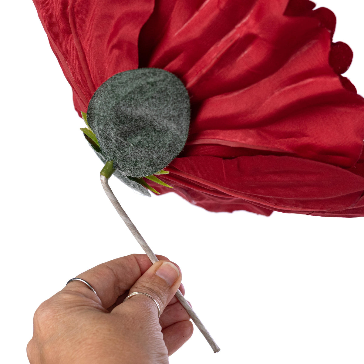 11" Oversized Poppy Head: Red detail photo 3