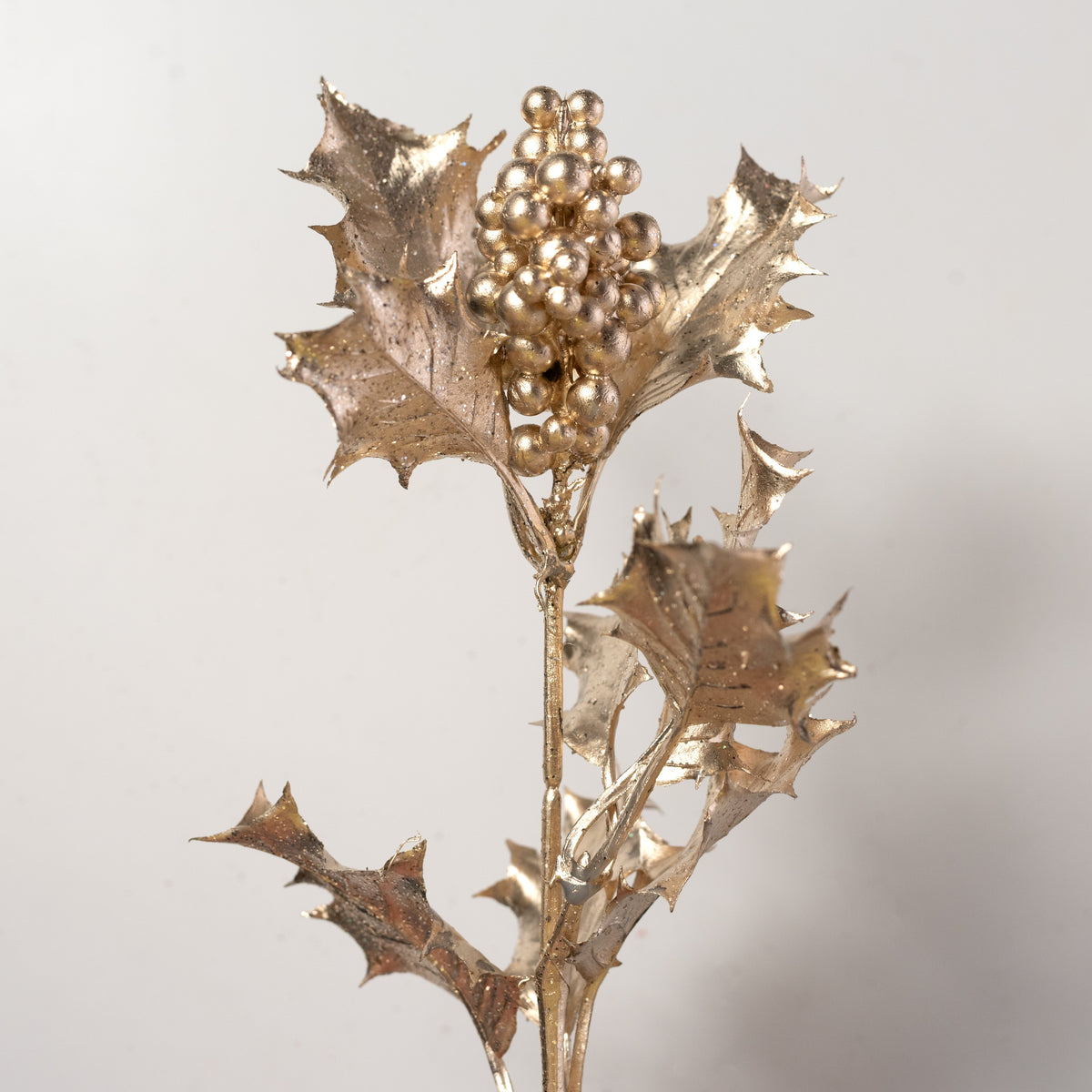 12" Holly Leaves & Berries Bush: Champagne Gold Lifestyle Photo
