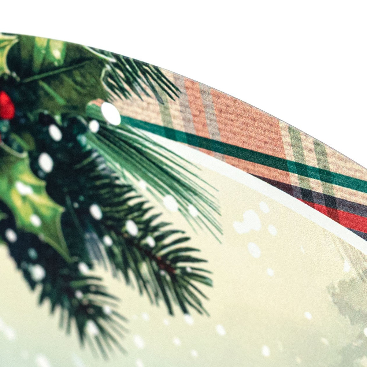 12" Round Metal Sign: Merry Christmas Cardinal Lantern detail photo 3