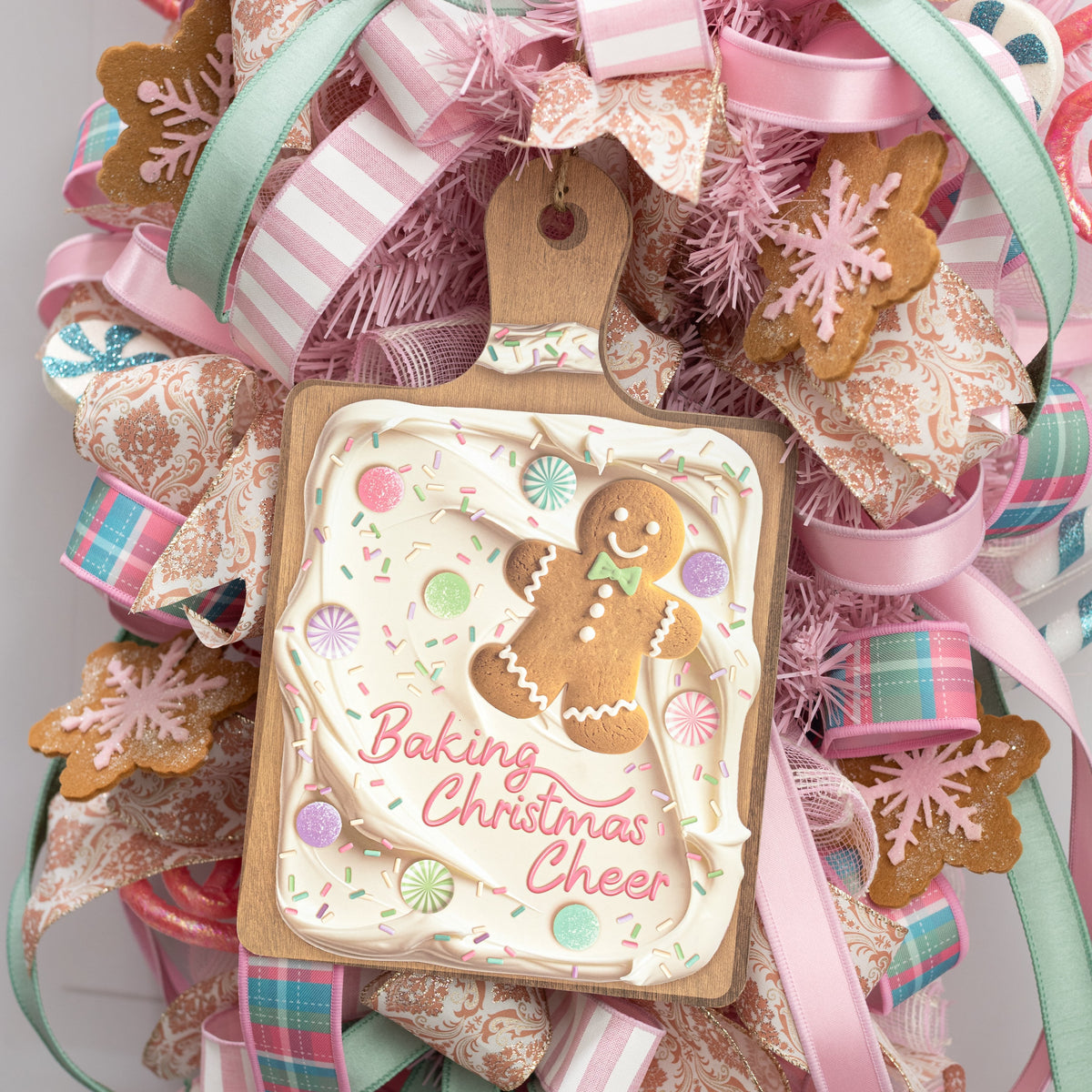 12" Wooden Cutting Board Sign: Baking Christmas Cheer Lifestyle Photo