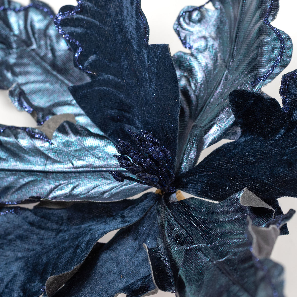 125" Velvet & Metallic Poinsettia Spray: Navy Blue Lifestyle Photo