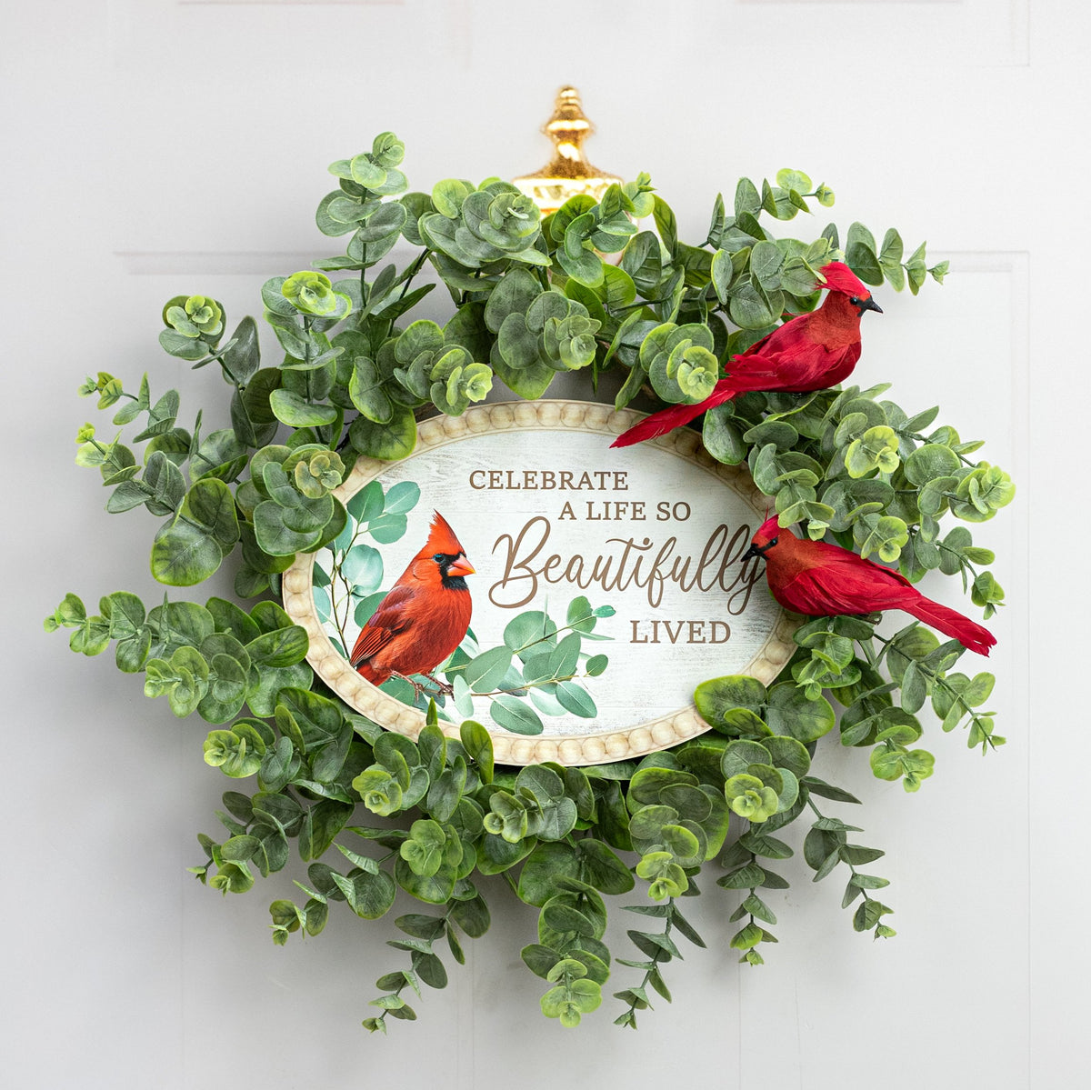 13" Oval Wooden Sign: Celebrate a Life Cardinal Lifestyle Photo