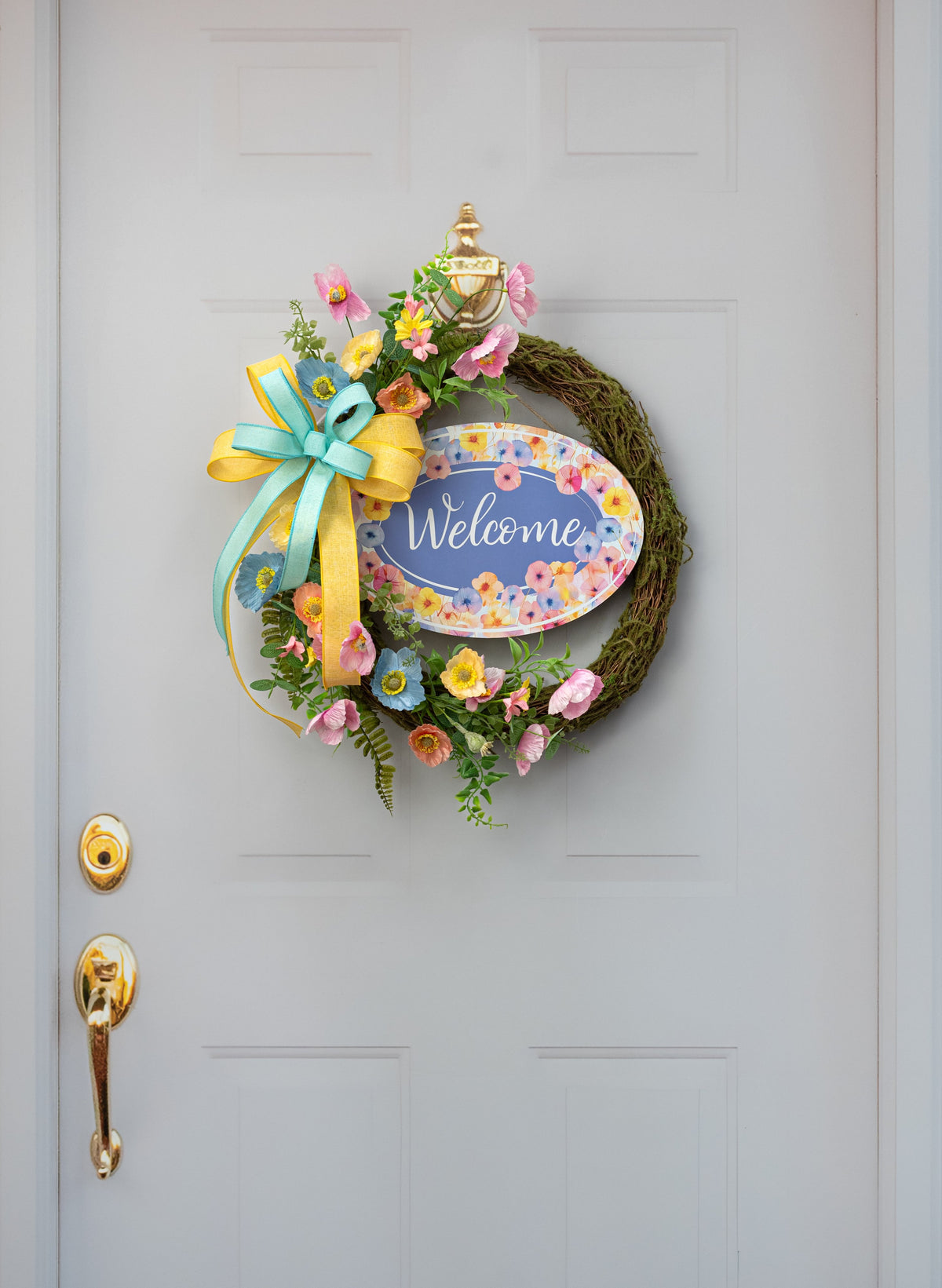 13" Oval Wooden Sign: Pink & Blue X-Ray Poppy Flowers detail photo 4