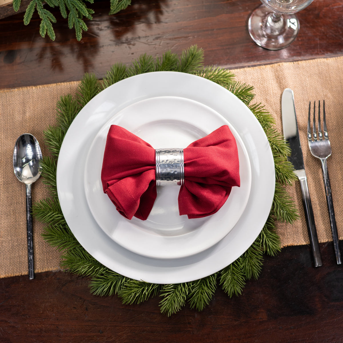 13" Soft Touch Noble Pine Plate Charger Wreath: Evergreen detail photo 3