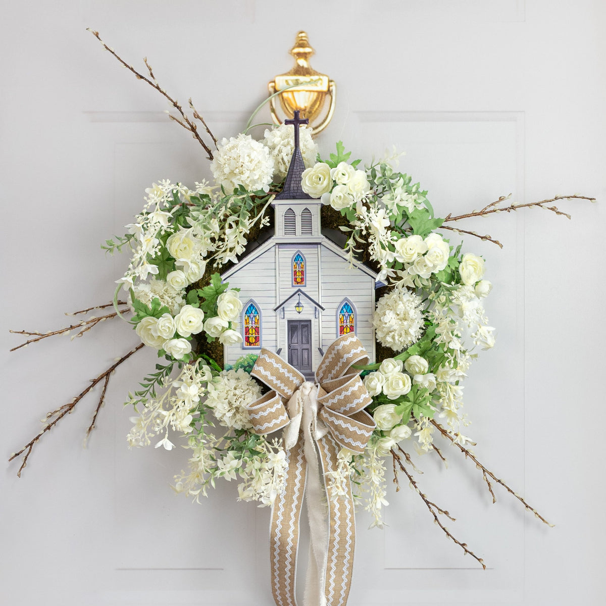14" Embossed Metal Hanger: Church Building Lifestyle Photo