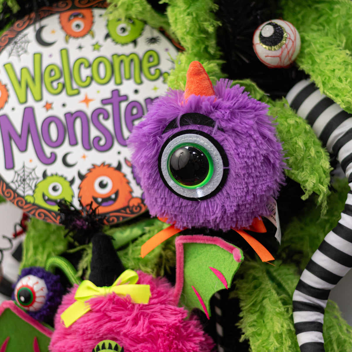 5" x 14" Furry One Eyed Horned Halloween Monster Pick: Purple Lifestyle Photo