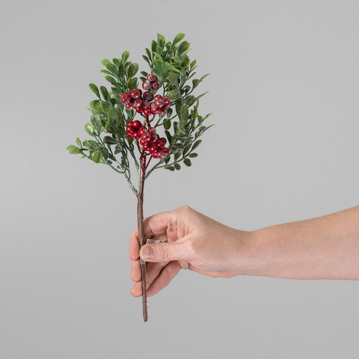 14" Icy Sparkle Boxwood with Berry Pick: Red detail photo 3