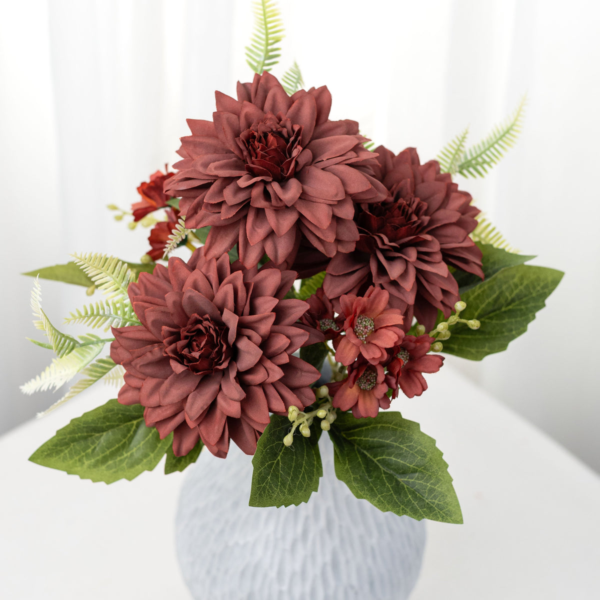 15" Mixed Dahlia Bush: Brick Brown (5 Stem) Item Number: 57464BRICK