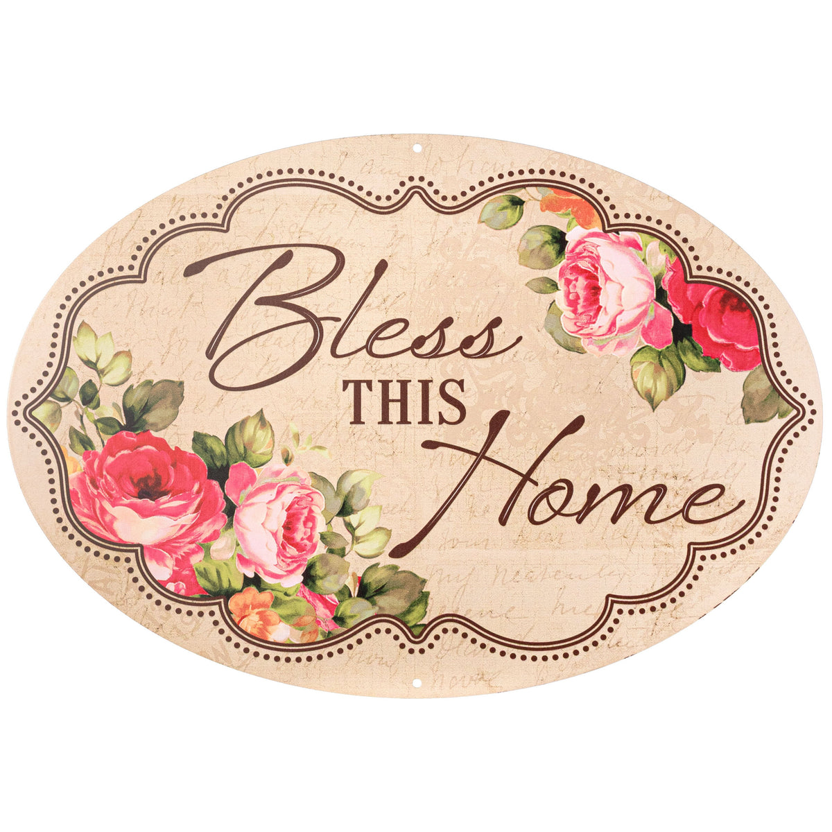 15" Oval Metal Sign: Bless This Home Floral Item Number: MD1743