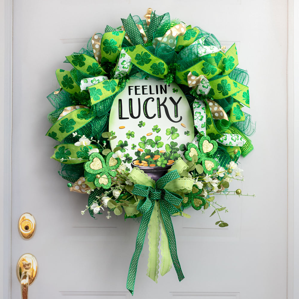 15" Oval Metal Sign: Glittered Feeling Lucky Lifestyle Photo