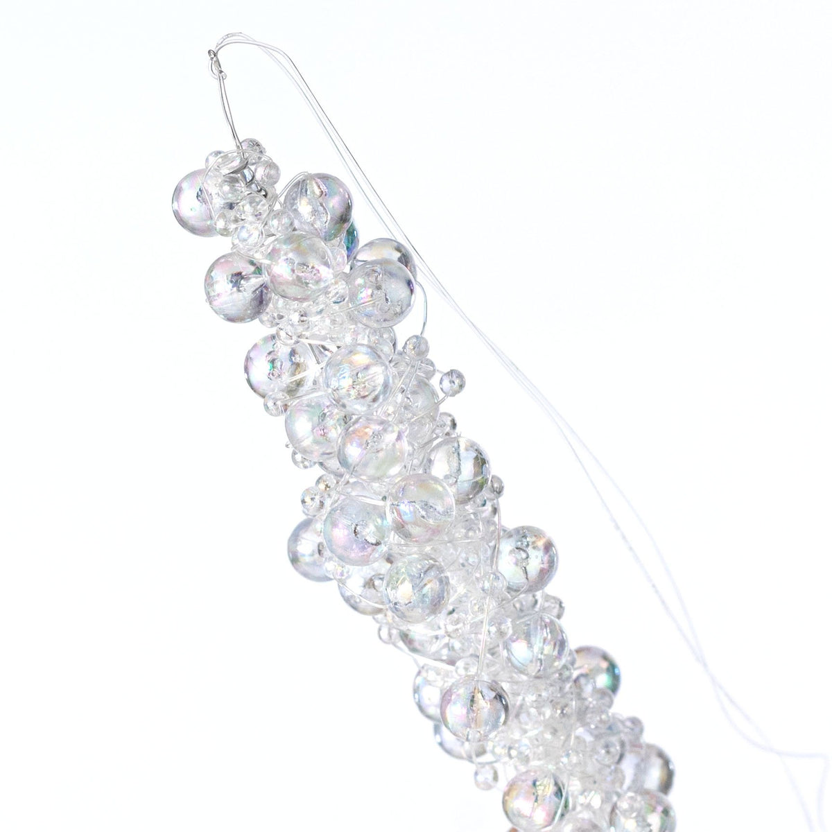 16" Beaded Icicle Ornament: Iridescent Clear detail photo 3