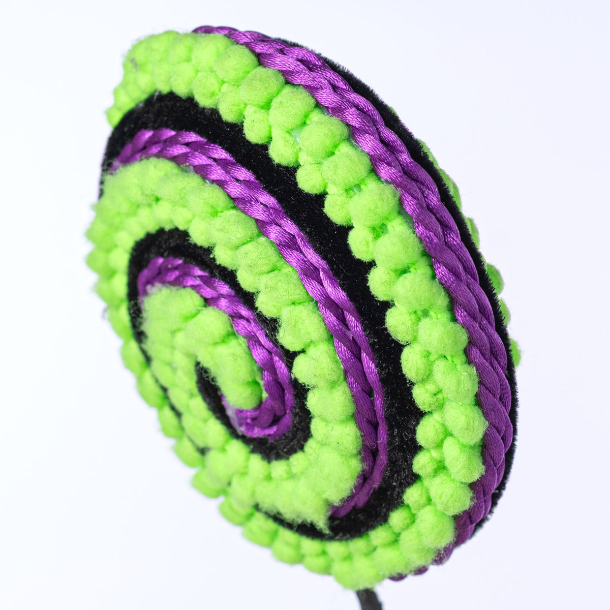 5" x 16" Chenille Pom Pom & Cording Lollipop Spray: Neon Lime, Purple & Black detail photo 5