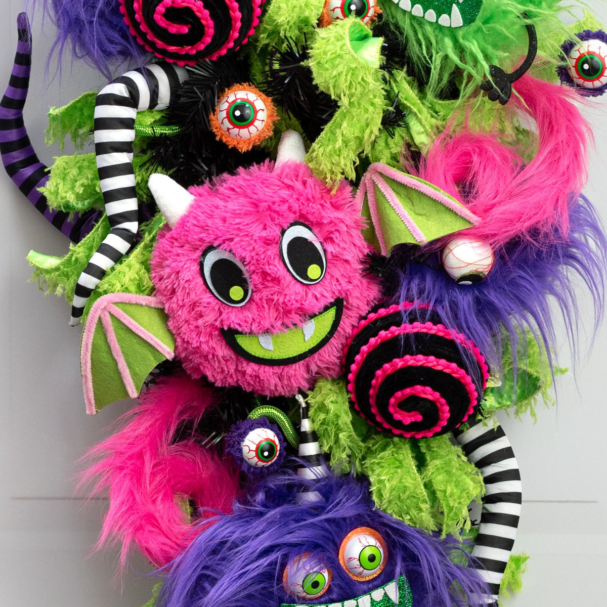 16" Fuzzy Bat Wreath Enhancement: Hot Pink & Green Lifestyle Photo