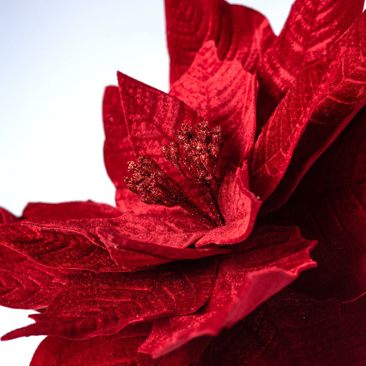 17" x 20" Jumbo Poinsettia Stem: Holiday Red detail photo 4