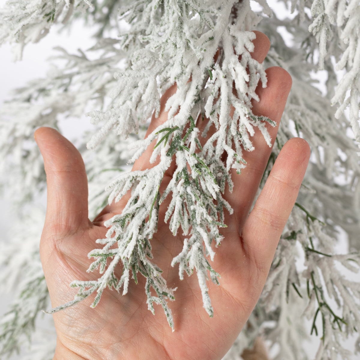 18" Artificial Flocked Cypress Tree Table Decor detail photo 3