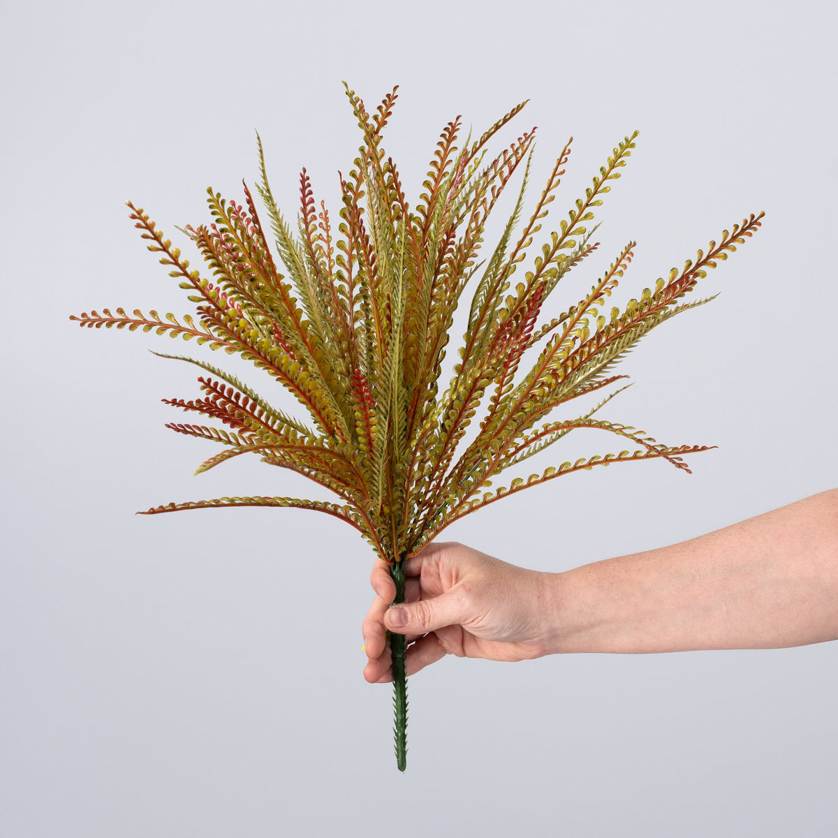 18" Plastic Button Fern Bush: Fall Brown & Green detail photo 3