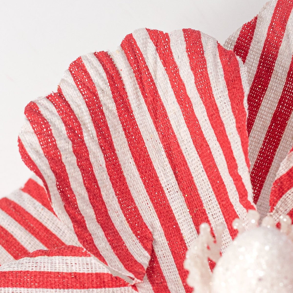 8" x 18" Striped Fabric Magnolia Flower Stem: Red & White Lifestyle Photo