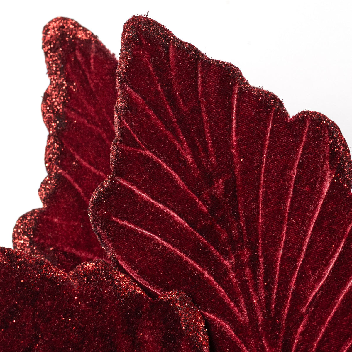 19" x 16" Deluxe Jumbo Velvet Poinsettia Stem: Burgundy detail photo 4