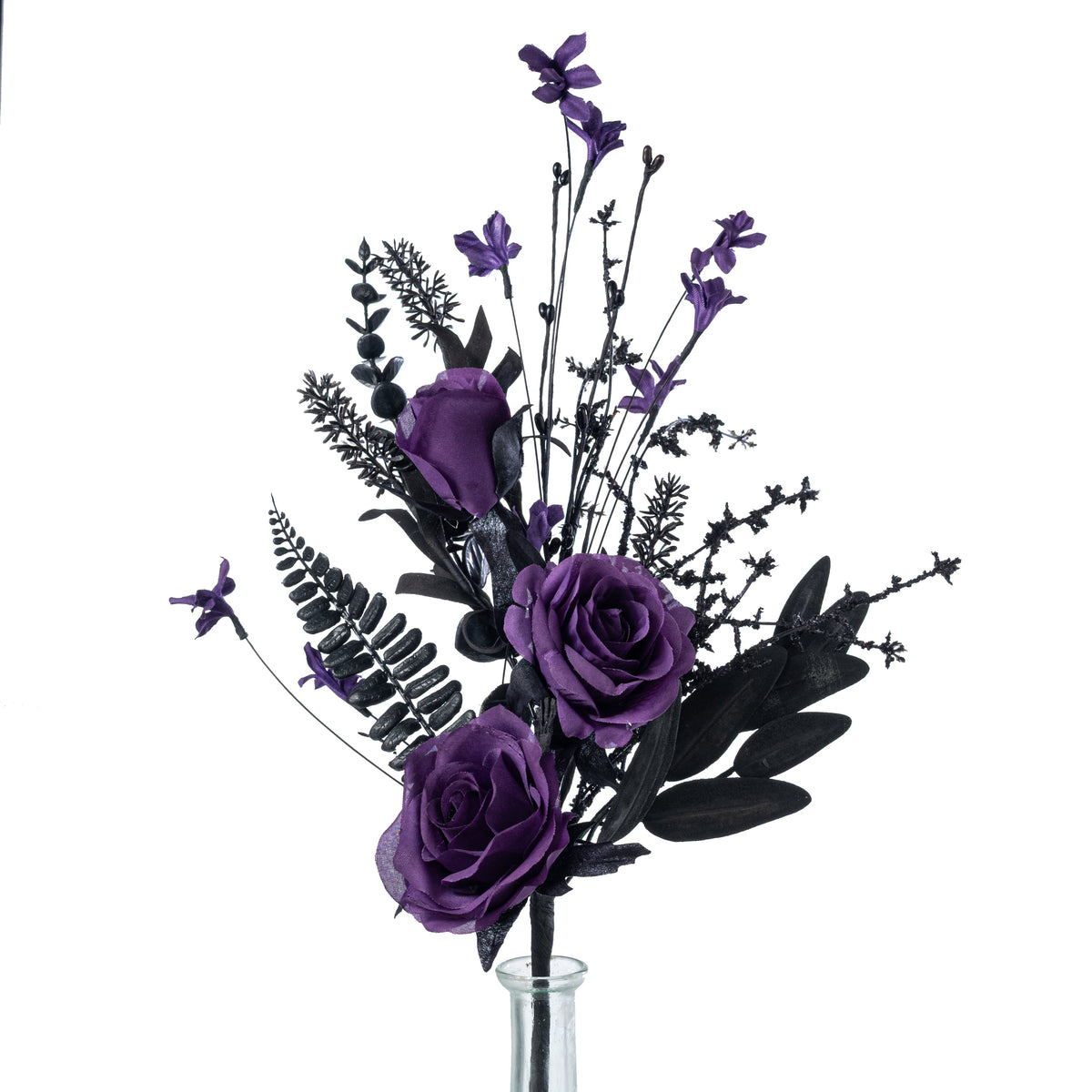 19" Fabric Rose & Flower Spray: Purple & Black Item Number: FH8277F6