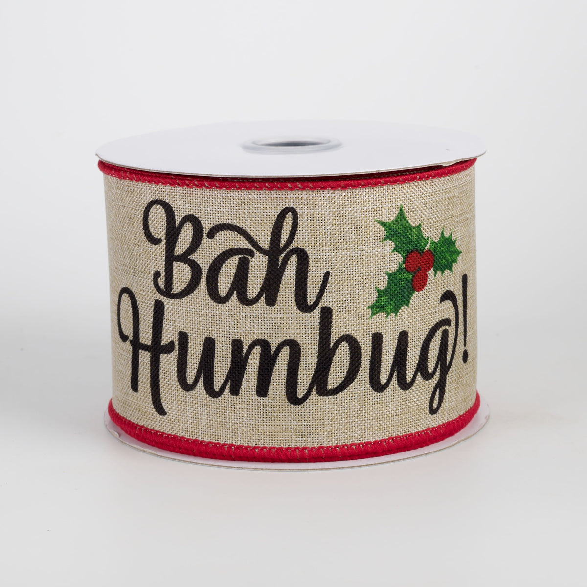 2.5" Bah Humbug Ribbon: Natural (10 Yards) Item Number: RGH131118