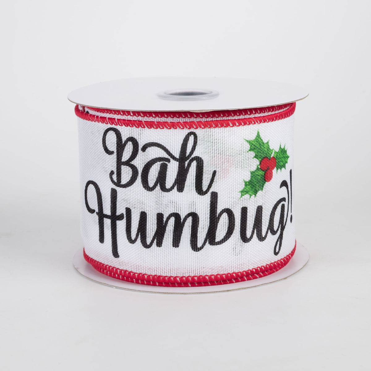 2.5" Bah Humbug Ribbon: White (10 Yards) Item Number: RGH131027