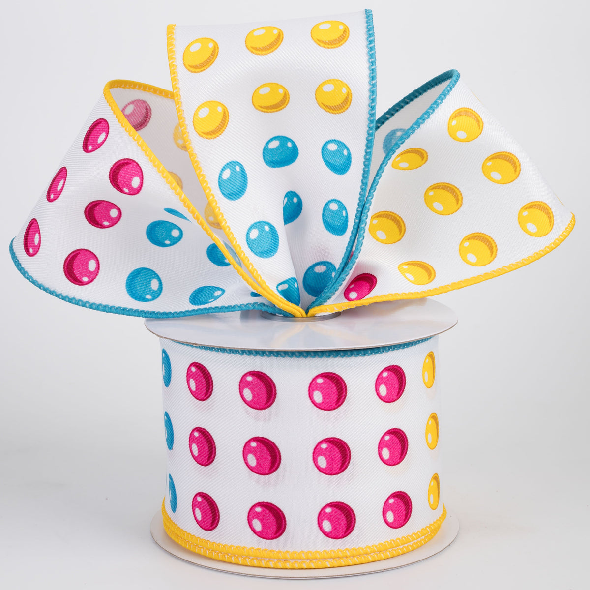 2.5" Candy Dots Ribbon: Bright Multicolor (10 Yards) Lifestyle Photo