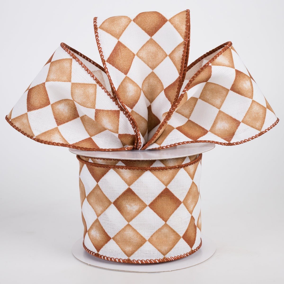 2.5" Canvas Tipsy Watercolor Checks Ribbon: Brown (10 Yards) Lifestyle Photo