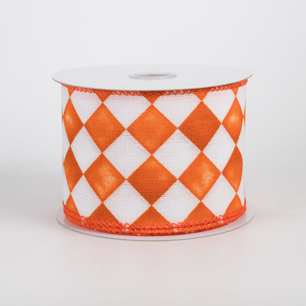 2.5" Canvas Tipsy Watercolor Checks Ribbon: Orange (10 Yards) Item Number: 61616-40-19
