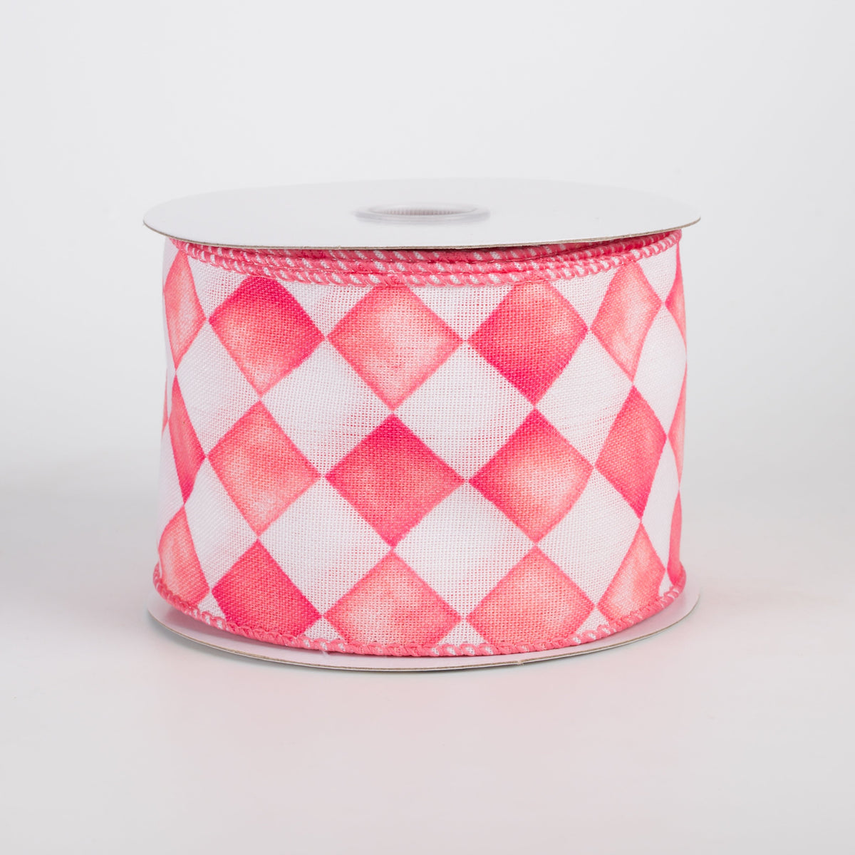 2.5" Canvas Tipsy Watercolor Checks Ribbon: Pink (10 Yards) Item Number: 61616-40-03