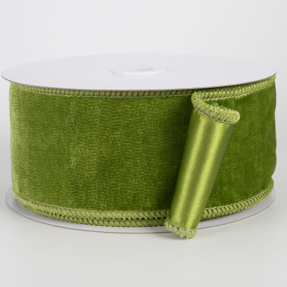2.5" Deluxe Velvet Satin Backing Ribbon: Moss Green (10 Yards) Item Number: RGE165983