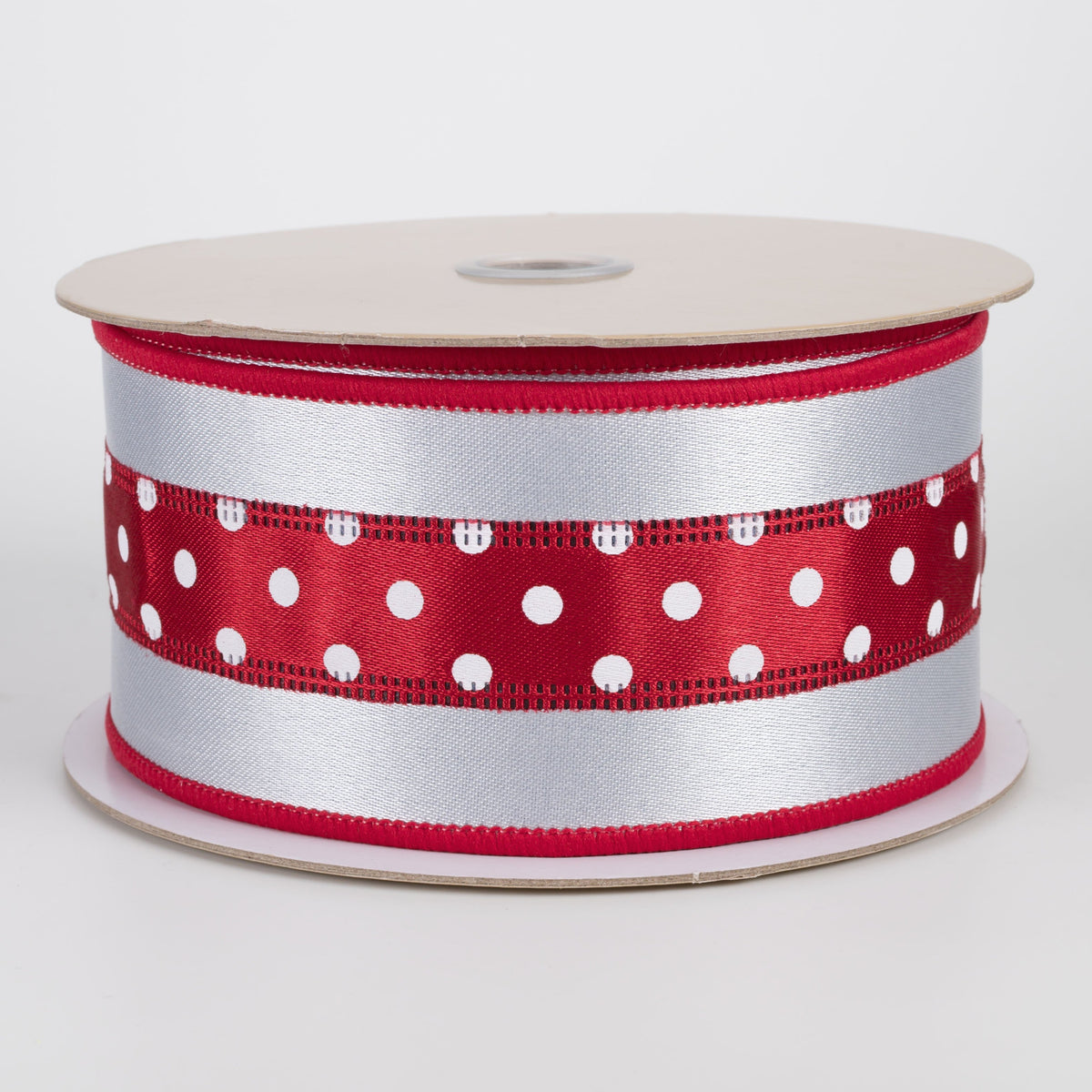 2.5" Double Sided Fused 3-in-1 Polka Dot Ribbon: Red, White & Blue (10 Yards) Item Number: LX3077NW