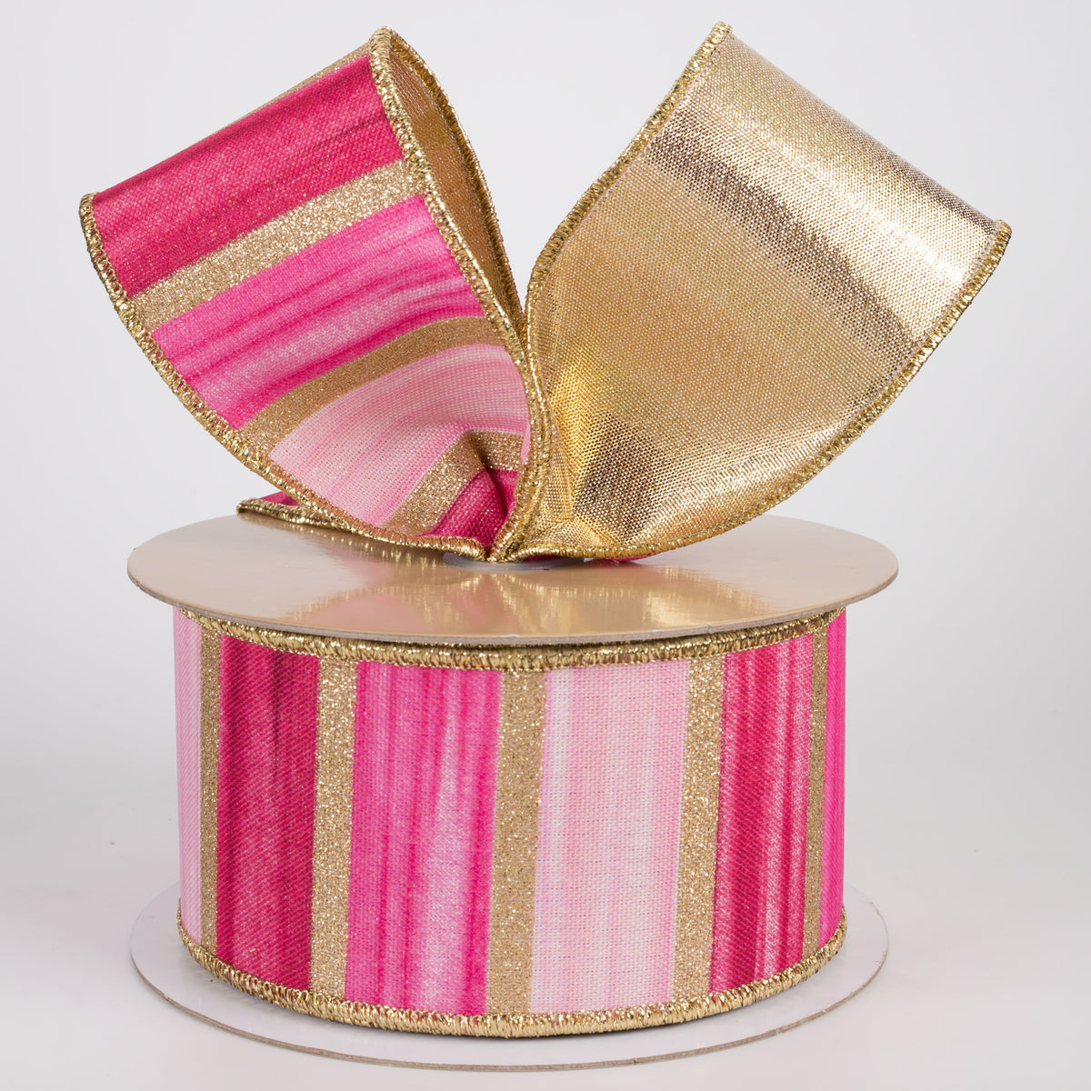 2.5" Double Sided Fused Glittered Watercolor Stripes Ribbon: Pink, Fuchsia & Magenta (10 Yards) Lifestyle Photo