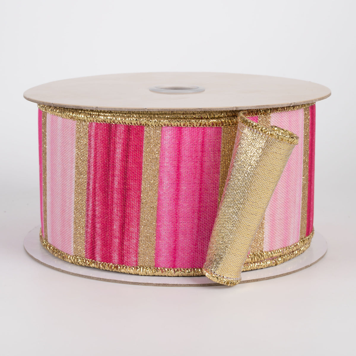 2.5" Double Sided Fused Glittered Watercolor Stripes Ribbon: Pink, Fuchsia & Magenta (10 Yards) Item Number: LX3340MN