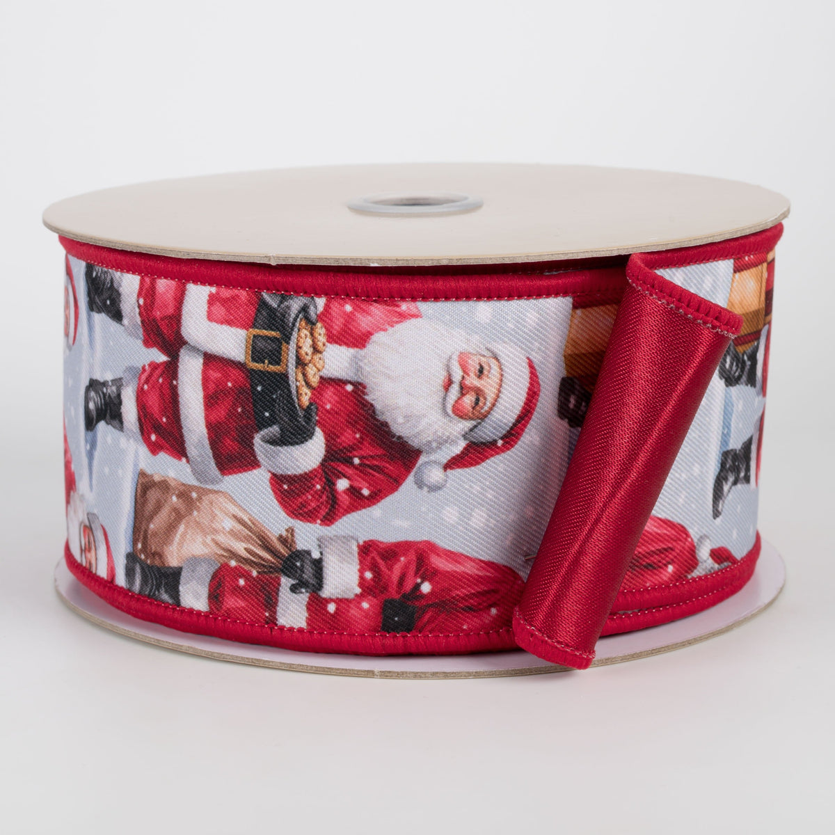 2.5" Double Sided Fused Standing Santa Ribbon: Red (10 Yards) Item Number: LX127427