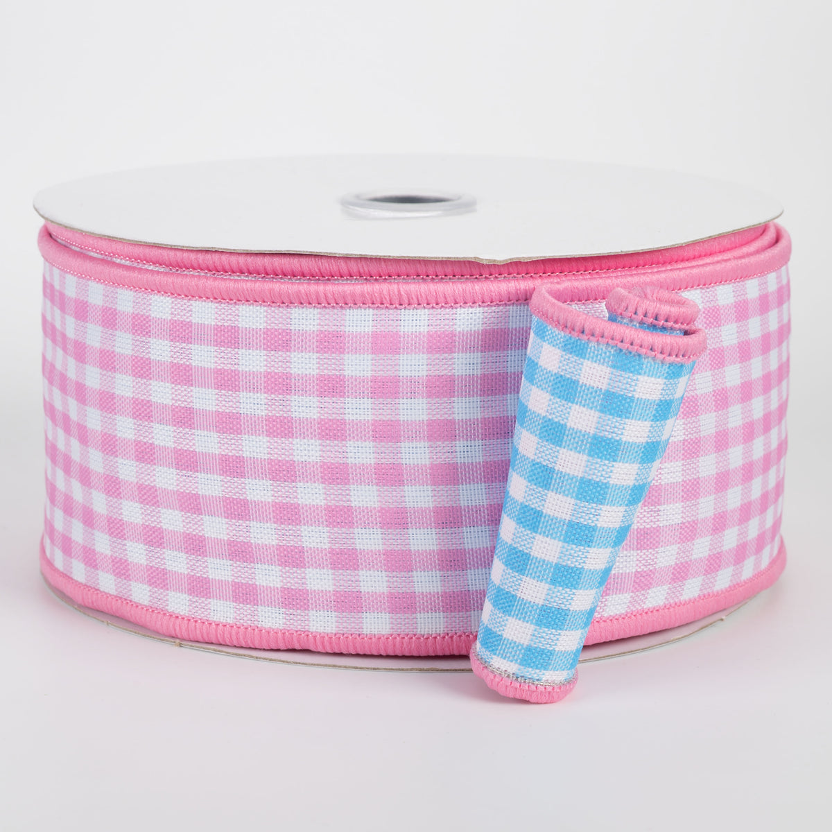 2.5" Double Sided Gingham Check Ribbon: Pink & Blue (10 Yards) Item Number: RGV0031E7