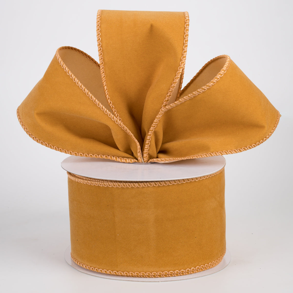 2.5" Flat Velvet Ribbon: Golden Tan (10 Yards) Lifestyle Photo