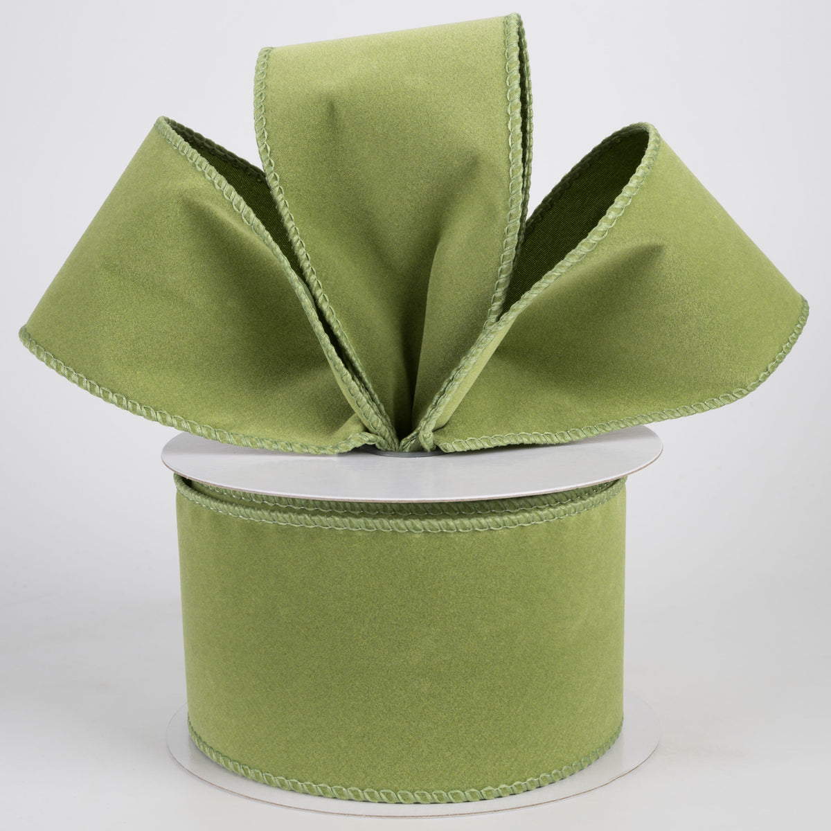2.5" Flat Velvet Ribbon: Sage Green (10 Yards) Lifestyle Photo